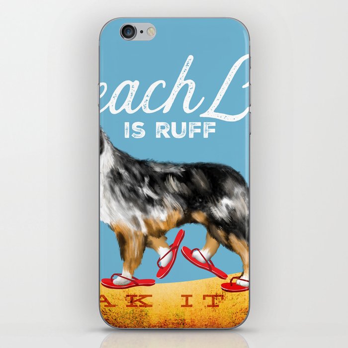 Australian aussie dog shepherd beach sandals flip flops club beach life cottage beach house iPhone Skin