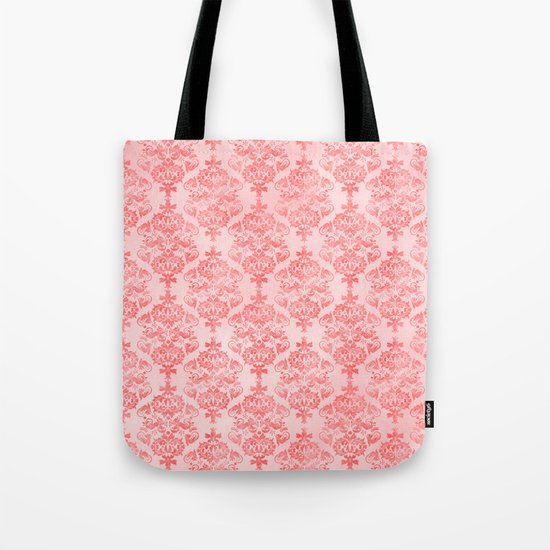 Vintage Retro Damask Watercolor Pattern Pastel Pink Tote Bag