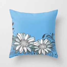 Wildflower in Garden Watercolor Flower Illustration Painting Throw Pillow