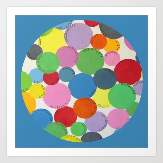 Word Bubbles Blue Art Print