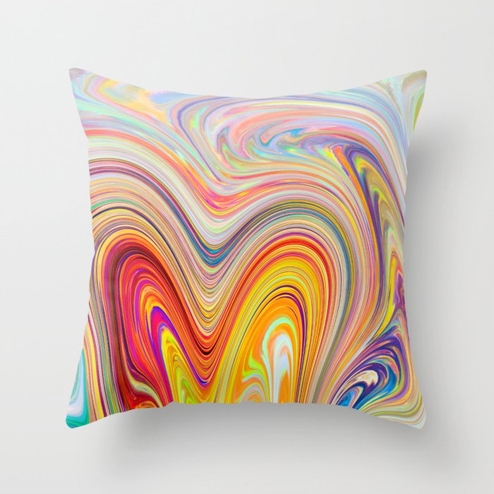 Psychedelic Wavy Abstract Artwork Throw Pillow