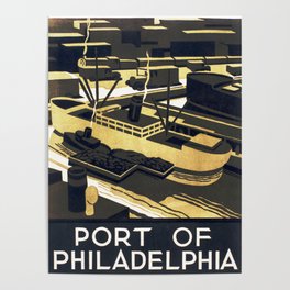 PORT OF PHILADELPHIA Pennsylvania Vintage Travel Advertisement WPA Poster Poster
