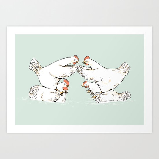 Chicken Fight Art Print