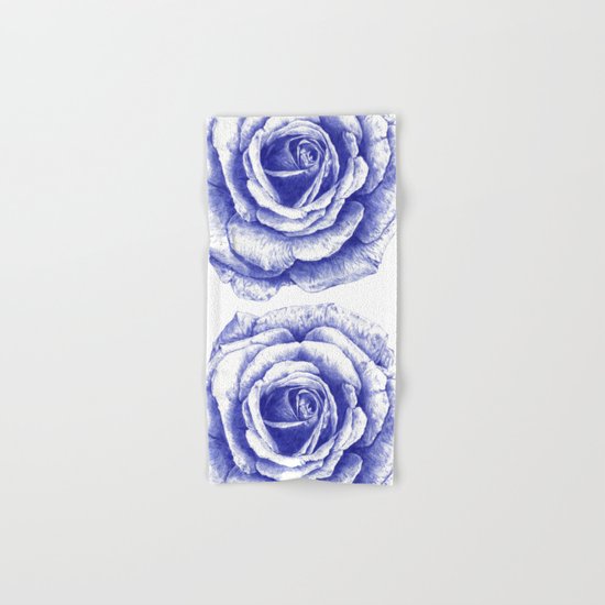 Ballpoint Blue Rose Hand & Bath Towel