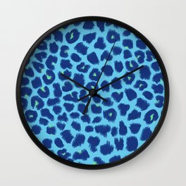 Leopard Print Blue Wall Clock