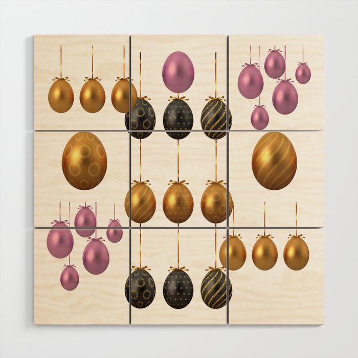 Gorgeous Decorative Glossy Metallic Easter Eggs - Easter Eggs for Everyone ! Wood Wall Art