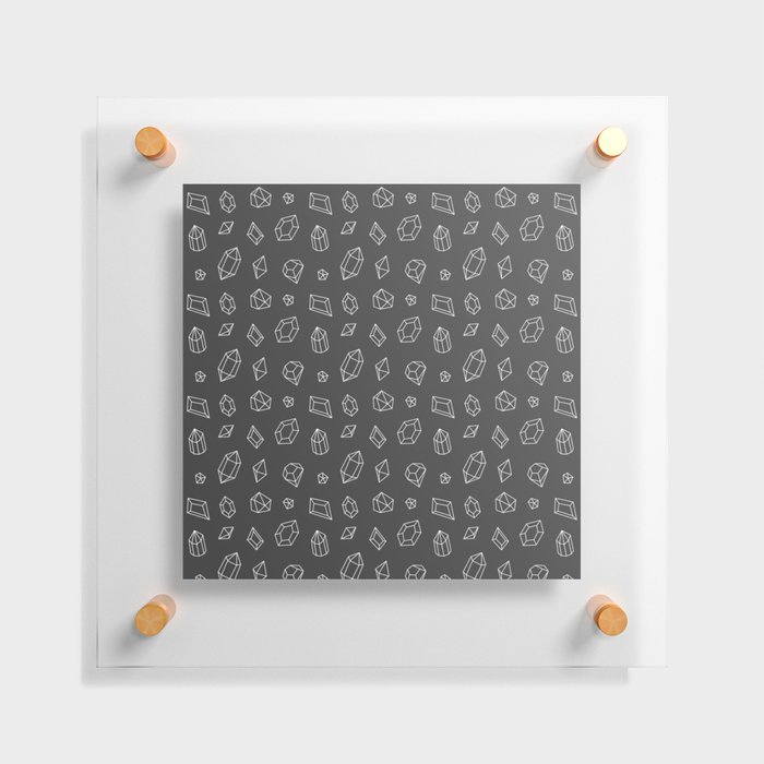 Dark Grey and White Gems Pattern Floating Acrylic Print
