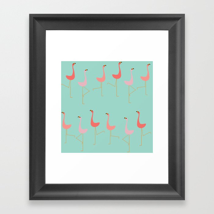 MARCH OF THE FLAMINGOS Framed Art Print