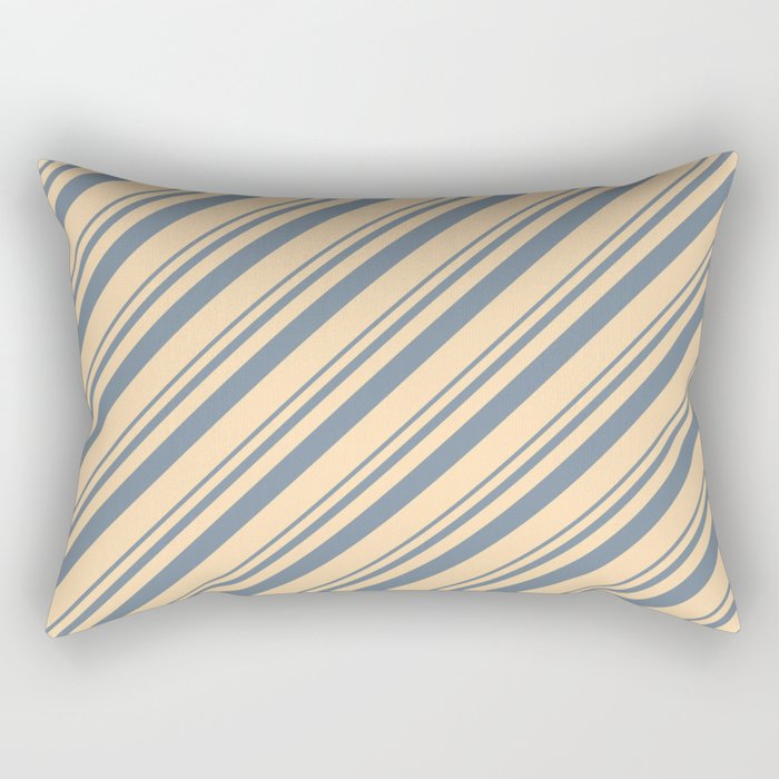 Light Slate Gray & Tan Colored Lines Pattern Rectangular Pillow