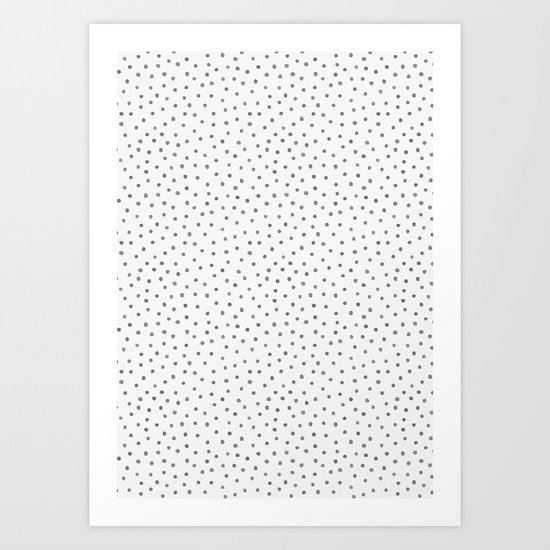 GREY WATERCOLOR DOTS PATTERN Art Print