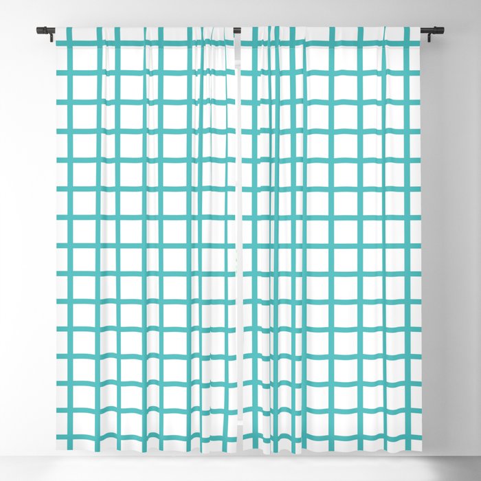 Grid (Teal & White Pattern) Blackout Curtain