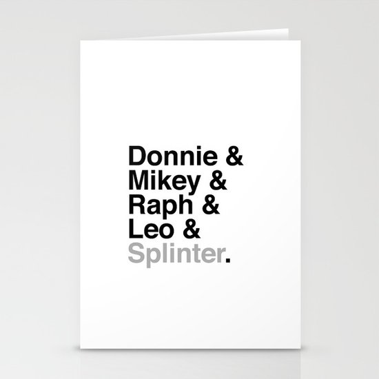 One big mutant family: Donnie & Mikey & Raph & Leo & Splinter Stationery Cards