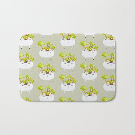 Kawaii succulents Bath Mat