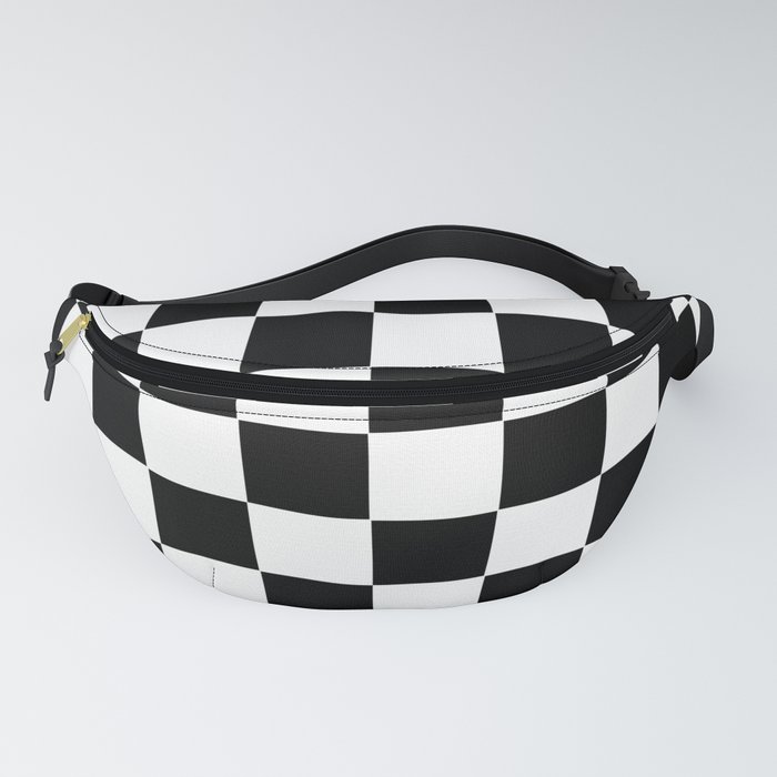 black and white checkered fanny pack