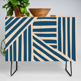 Abstract Shapes 225 in Navy Blue Brown Beige Credenza