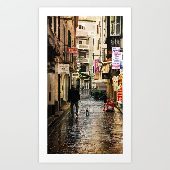 Walking the dog Art Print
