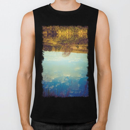 River reflection Biker Tank