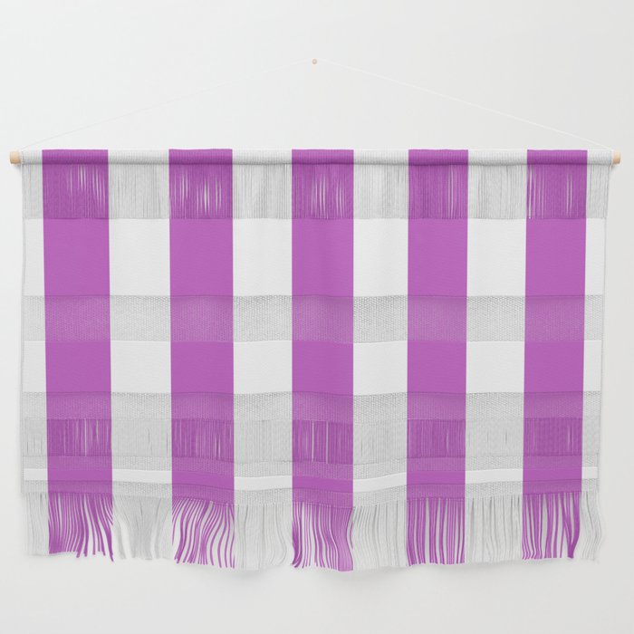 Fuchsia (Crayola) - solid color - white vertical lines pattern Wall Hanging