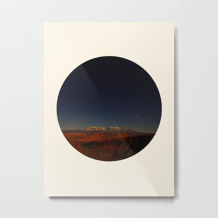 Grand Canyon Sunset Blue & Orange Colors Circle Photo Metal Print