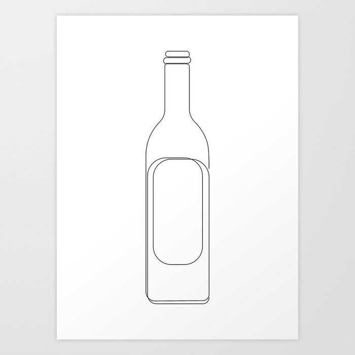 One Line Wine Bottle Art Print