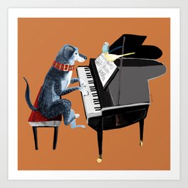 Piano lesson with Angel Art Print