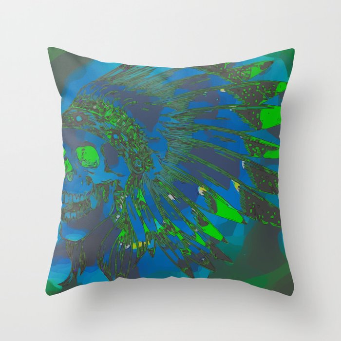 Chief Neon Feathers Throw Pillow
