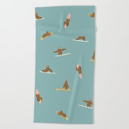 Surfing Sloth in Blue Beach Towel