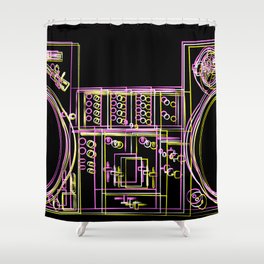 Turntable and Mixer illustration - sketch / drawing Shower Curtain