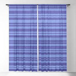 [ Thumbnail: Dark Blue & Royal Blue Colored Stripes Pattern Sheer Curtain ]