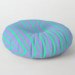 [ Thumbnail: Purple and Green Colored Stripes Pattern Floor Pillow ]