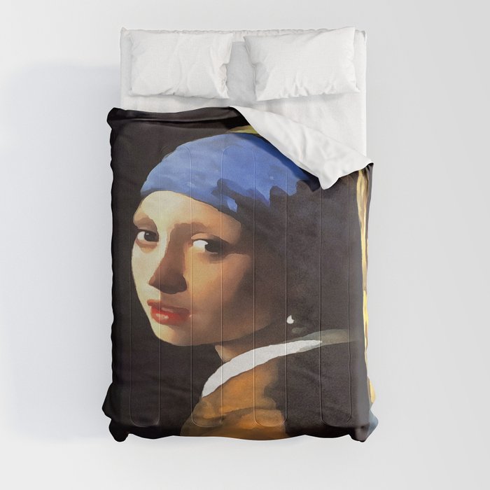 Girl with a Pearl Earring After Johannes Vermeer Comforter