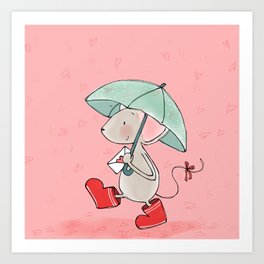 Little Mouse - Lovely Rain Art Print