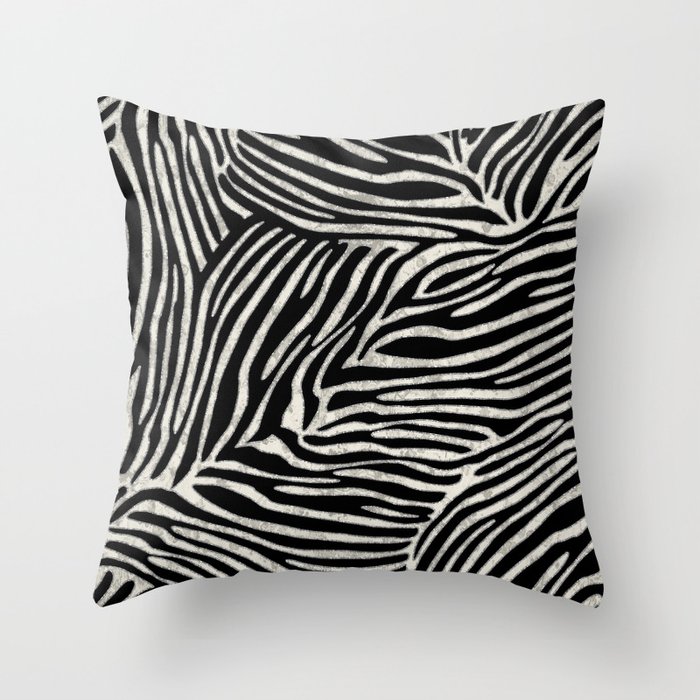 Zebra Stripes Silver Glitter Throw Pillow