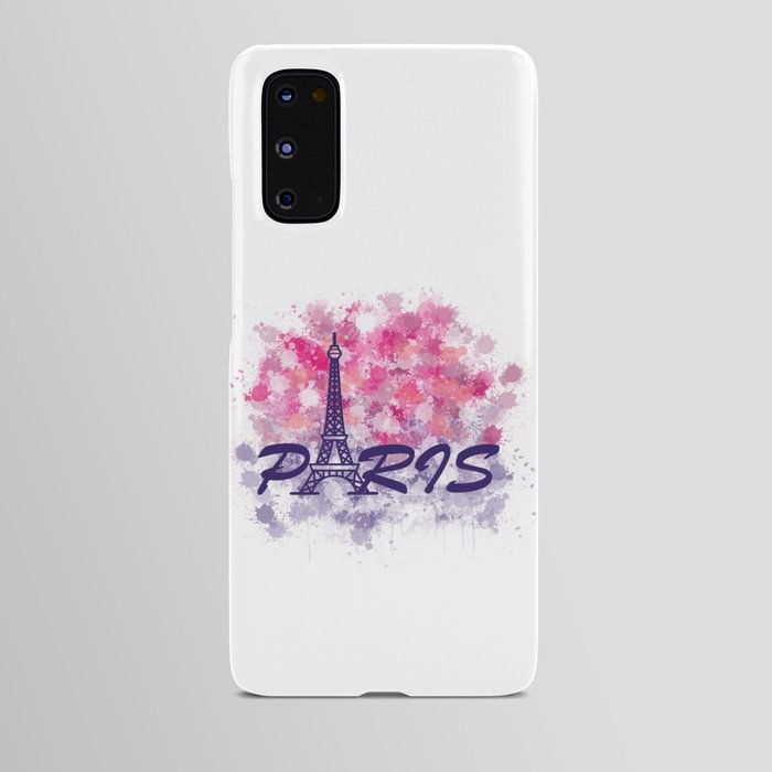 Eiffel tower landmark of France, tourist attraction in Paris watercolor doodle	 Android Case