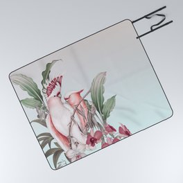 Pastel Pink Tropical Cockatoos Nostalgic Paradise Picnic Blanket