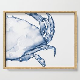 Coastal Crab in Watercolor, Navy Blue (Right Half in Set) Serving Tray