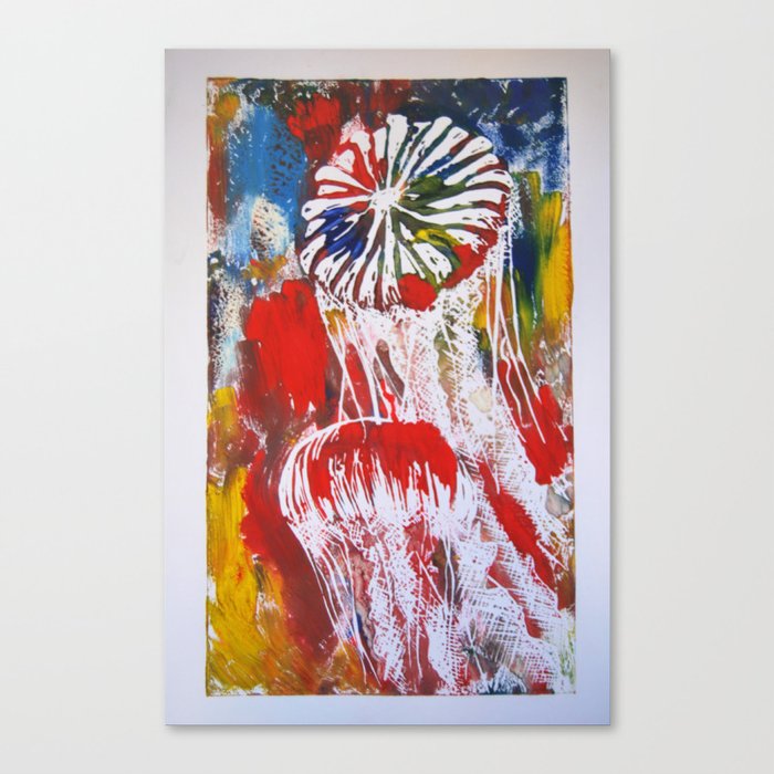 jellyfish on the rainbow Canvas Print
