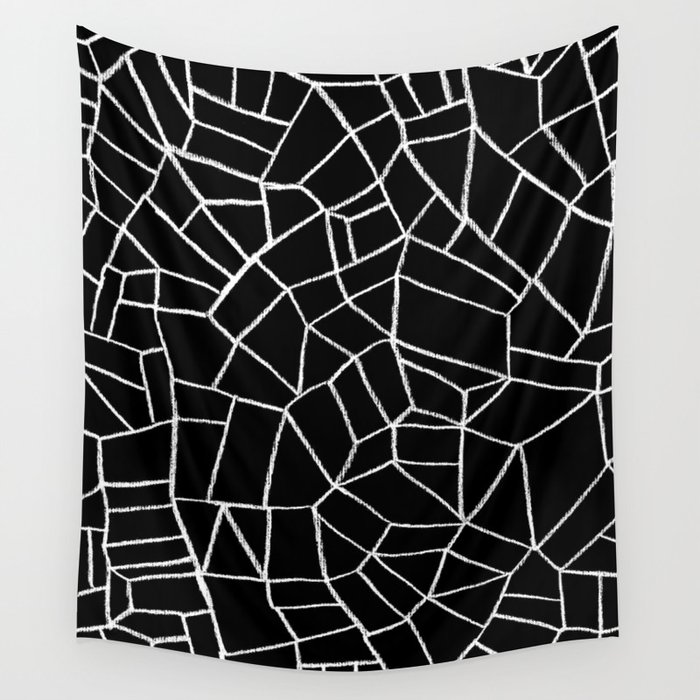 Cubismo in Black and White Wall Tapestry