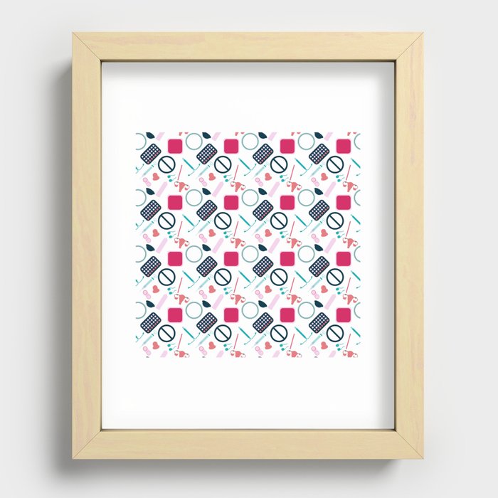 Contraception Pattern Recessed Framed Print