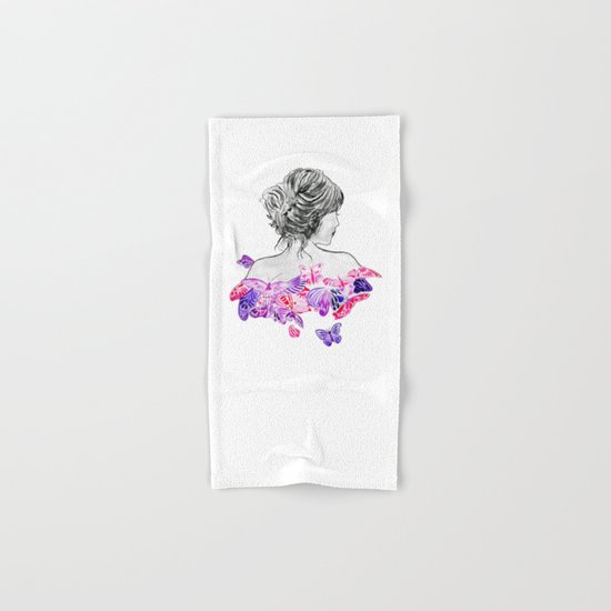 Lady and butterflies Hand & Bath Towel