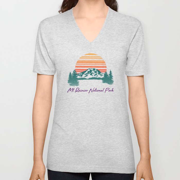 Mount Rainier National Park V Neck T Shirt