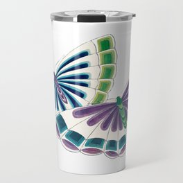 Vintage Watercolor Butterfly Japanese Painting Travel Mug