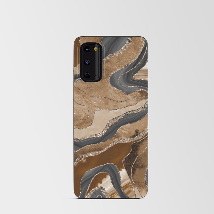 Earthy Marble Agate Gold Glitter Glam #1 (Faux Glitter) #decor #art #society6 Android Card Case