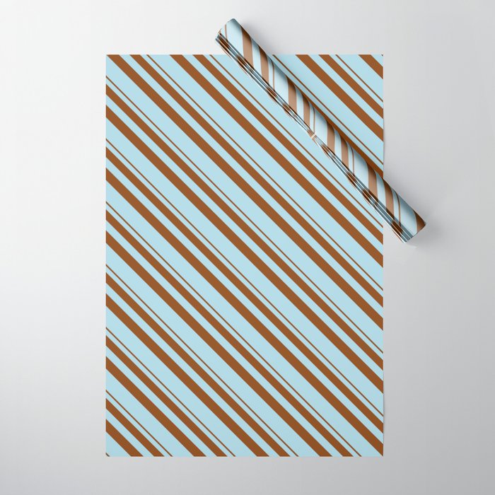 Brown and Light Blue Colored Stripes/Lines Pattern Wrapping Paper