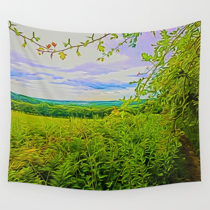 Parbold Hill Digital Art Wall Tapestry