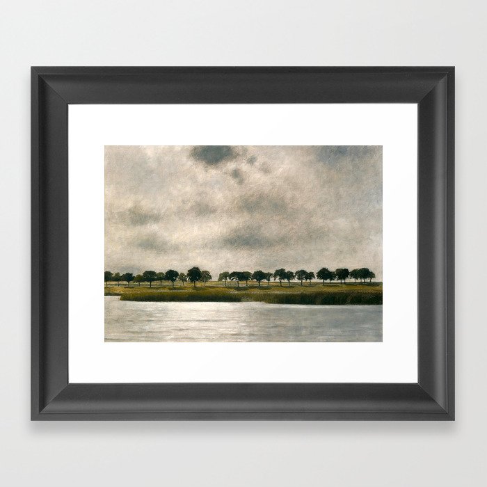 Afternoon Storm on the Coast and Salt Pond landscape by Vilhelm Hammershoi Framed Art Print