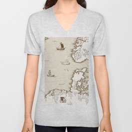 Old map of the North Sea, Britain and Scandinavia, illustration V Neck T Shirt