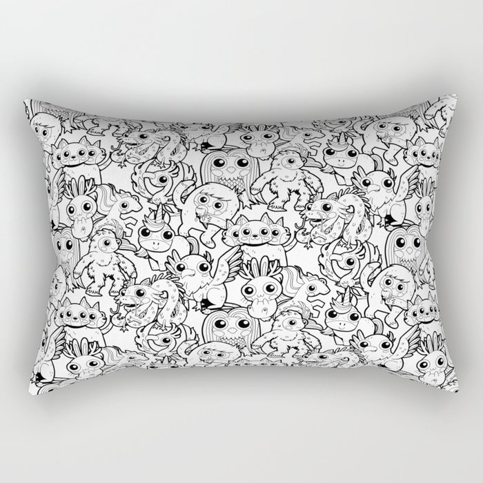Monster Friends Black & White Pattern Rectangular Pillow