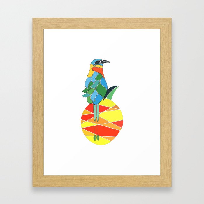Bobo bird on a fruit Framed Art Print