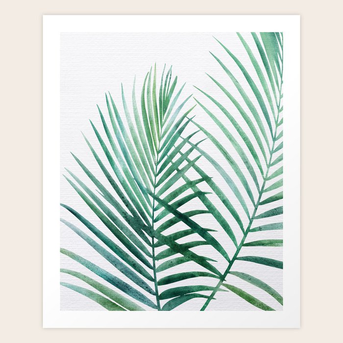 Emerald Palm Fronds Watercolor Art Print By Kristiangallagher